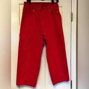Vibrant Red Wide Leg  Pants
